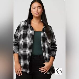 Torrid Black and White Plaid Button Down Shirt